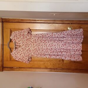 Floral Puff Sleeve Midi Dress